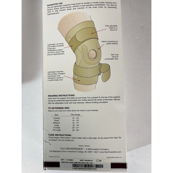 FLA ORTHOPEDICS Stabilizing SM Knee Brace w/Composite Hinges Beige New in Box - Picture 3 of 16